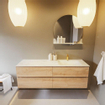 MONDIAZ VICA-DLUX Badkamermeubelset - 150cm - onderkast washed oak - 4 lades - inbouw wastafel cloud rechts - 1 kraangat - 60cm hoge versie - opalo SW1088534