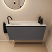 MONDIAZ TURE-DLUX 100cm toiletmeubel Dark Grey. EDEN wastafel Opalo positie links. Met 1 kraangat. SW1104265
