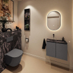 MONDIAZ TURE-DLUX 60cm toiletmeubel Dark Grey. EDEN wastafel Lava positie links. Zonder kraangat. SW1103780