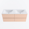 MONDIAZ VICA Badkamermeubelset - 120cm - onderkast rosee - 4 lades - wastafel cloud dubbel - 2 kraangaten - 60cm hoge versie - talc SW1083331