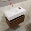 MONDIAZ ANDOR Toiletmeubel - 60x30x30cm - 0 kraangaten - 1 lades - dark brown mat - wasbak links - Solid surface - Wit SW474314