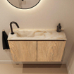 MONDIAZ TURE-DLUX 80cm toiletmeubel Washed Oak. EDEN wastafel Frappe positie links. Met 1 kraangat. SW1103069