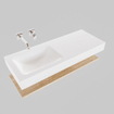 MONDIAZ ALAN 120cm - Badkamermeubelset - planchet - washed oak - vrijhangende wastafel - wasbak links - 0 kraangaten - talc SW408768