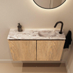 MONDIAZ TURE-DLUX 80cm toiletmeubel Washed Oak. EDEN wastafel Glace positie rechts. Met 1 kraangat. SW1103582