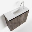 MONDIAZ TURE Fonteinset - 60x23x50cm - 1 kraangat - 2 deuren - dark brown mat - Wasbak midden - Solid Surface Wit SW475153