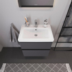 Duravit D-Neo wastafelonderkast 63.4x62.5x45.2cm 2 lades Grafiet Mat SW641420