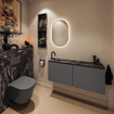 MONDIAZ TURE-DLUX 120cm toiletmeubel Dark Grey. EDEN wastafel Lava positie links. Met 1 kraangat. SW1103787
