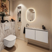 MONDIAZ TURE-DLUX 100cm toiletmeubel Linen. EDEN wastafel Glace positie links. Met 1 kraangat. SW1103370
