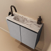 MONDIAZ TURE-DLUX 60cm toiletmeubel Plata. EDEN wastafel Glace positie links. Met 1 kraangat. SW1103444