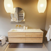 MONDIAZ VICA-DLUX Badkamermeubelset - 150cm - onderkast washed oak - 4 lades - inbouw wastafel cloud links - zonder kraangaten - 60cm hoge versie - frape SW1088825