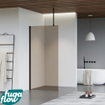 FugaFlow Eccelente Vetro inloopdouche badkamer - 140x200cm - rookglas - plafondarm - mat zwart SW1124776