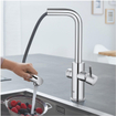 GROHE Blue Home Keukenkraan - uittrekbare L uitloop - 1-gats - filterfunctie - plat licht en bruisend water - chroom SW236967