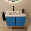 MONDIAZ TURE-DLUX 60cm toiletmeubel Jeans. EDEN wastafel Glace positie links. Zonder kraangat. SW1103335