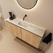 MONDIAZ TURE-DLUX 100cm toiletmeubel Washed Oak. EDEN wastafel Ostra positie midden. Zonder kraangat. SW1105148
