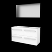 Basic-Line Basic 46 badkamermeubelset - 120x46cm - met grepen - 4 lades - acryl wastafel - 2 kraangaten - Spiegel - MDF lak Ice White SW350845