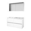 Basic-Line Comfort 46 badkamermeubelset - 120x46cm - greeploos - 4 lades - porseleinen wastafel - 2 kraangaten - Spiegelkast - MDF lak Ice White SW350997