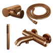 Brauer Copper Edition Badkraan - douchegarnituur - handdouche staaf 1 stand - gladde knop - PVD - geborsteld koper SW715539