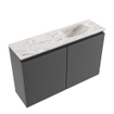 MONDIAZ TURE-DLUX 80cm toiletmeubel Dark Grey. EDEN wastafel Glace positie rechts. Zonder kraangat. SW1103248