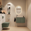 MONDIAZ TURE-DLUX 80cm toiletmeubel Army. EDEN wastafel Glace positie links. Met 1 kraangat. SW1103146