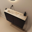 MONDIAZ TURE-DLUX 80cm toiletmeubel Urban. EDEN wastafel Frappe positie links. Zonder kraangat. SW1102627