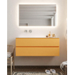 MONDIAZ VICA Badkamermeubelset - 120cm - 2 lades - wasbak Cloud links - 0 kraangaten - solid surface ocher SW411025