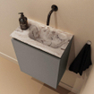 MONDIAZ TURE-DLUX 40cm toiletmeubel Smoke. EDEN wastafel Glace positie rechts. Zonder kraangat. SW1103556