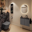 MONDIAZ TURE-DLUX 60cm toiletmeubel Dark Grey. EDEN wastafel Lava positie midden. Met 1 kraangat. SW1103762