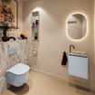 MONDIAZ TURE-DLUX 40cm toiletmeubel Clay. EDEN wastafel Glace positie rechts. Met 1 kraangat. SW1103186