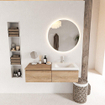 MONDIAZ BUKLA 120cm badmeubel met module 60 kleur Washed Oak met 2 lades. Wastafel CLOUD rechts 1 kraangat kleur Talc. SW1382126