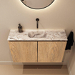 MONDIAZ TURE-DLUX 80cm toiletmeubel Washed Oak. EDEN wastafel Glace positie midden. Zonder kraangat. SW1103591