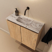 MONDIAZ TURE-DLUX 60cm toiletmeubel Washed Oak. EDEN wastafel Glace positie midden. Zonder kraangat. SW1103571