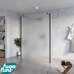 FugaFlow Eccelente Vetro Vrijstaande inloopdouche badkamer - 140x200cm - Glas mat - antikalk - 8mm veiligheidsglas - 2 zijwanden 30cm - met wandarmen en hoekprofielen - Zwart mat - SW1125447