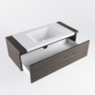 Mondiaz BUKLA Badkamermeubelset - 100x45x34cm - 1 kraangat - wasbak midden - solid surface - Talc - greeploos - 1 lade - Melamine - Dark brown SW704857