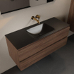 Mondiaz Aivy badmeubelset - 120x45x50cm - 0 kraangaten - 1 wasbak urban Solid surface - Midden - 2 lades - Met spiegel - Melamine Mocha SW892104