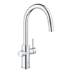 GROHE Blue Home Keukenkraan - uittrekbare c uitloop - 1 gats - filterfunctie - plat licht en bruisend water - chroom SW236969
