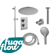 FugaFlow Eccelente Sobrado Badkamer Inbouw Regendoucheset - thermostatisch - plafondarm -glijstang - 25cm hoofddouche - handdouche rond - geborsteld RVS PVD SW1124068