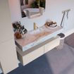 MONDIAZ ALAN - DLUX Badkamermeubelset - 130cm - onderkast - Linen - 2 lades - vrijhangende wastafel - wasbak midden - 1 kraangat - Frappe SW804744