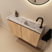 MONDIAZ TURE-DLUX 80cm toiletmeubel Washed Oak. EDEN wastafel Glace positie rechts. Met 1 kraangat. SW1103582
