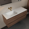 Mondiaz Aivy badmeubelset - 120x45x50cm - 0 kraangaten - 1 wasbak talc Solid surface - Links - 2 lades - Zonder spiegel - Melamine Mocha SW892282