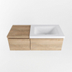 MONDIAZ BUKLA 100cm badmeubel met module 40 kleur Washed Oak met 2 lades. Wastafel CLOUD rechts 0 kraangaten kleur Talc. SW1382063