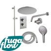 FugaFlow Eccelente Sobrado Badkamer Inbouw Regendoucheset - thermostatisch - wandarm -glijstang - 25cm hoofddouche - handdouche rond - geborsteld RVS PVD SW1124076