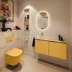 MONDIAZ TURE-DLUX 100cm toiletmeubel Ocher. EDEN wastafel Frappe positie links. Zonder kraangat. SW1102862