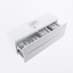 MONDIAZ VICA 150cm badmeubel onderkast Talc 2 lades. Wastafel MOON midden 1 kraangat, kleur Talc. SW1381869