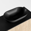 Mondiaz Fowy Toiletmeubel - 80x50x23cm - washed oak mat - 0 kraangaten - wasbak rechts - 2 deuren - solid surface - blad Melamine - wasbak: zwart SW761458