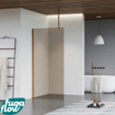 FugaFlow Eccelente Vetro inloopdouche badkamer - 140x200cm - rookglas - plafondarm - geborsteld koper SW1124751
