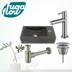 FugaFlow Eccelente Arredo fonteinset - 22x40x10cm - 1 kraangat - rechts - natuursteen - fonteinkraan RVS geborsteld - donker - SW1125261