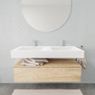 MONDIAZ ALAN 120cm - onderkast - washed oak - 1 lade - vrijhangende wastafel - 2 wasbakken - 2 kraangaten - talc SW408593
