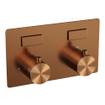 BRAUER Copper Edition Thermostatische Regendouche inbouw - drukknoppen - SET 62 - 30cm hoofddouche - rechte muurarm - staaf handdouche - doucheslang - geïntegreerde glijstang - koper geborsteld PVD SW925606