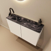 MONDIAZ TURE-DLUX 80cm toiletmeubel Talc. EDEN wastafel Lava positie links. Met 1 kraangat. SW1103610