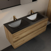 Mondiaz Aivy badmeubelset - 120x45x50cm - 2 kraangaten - 2 wasbakken urban Solid surface - Links en rechts - 2 lades - Zonder spiegel - Melamine Chai SW892212